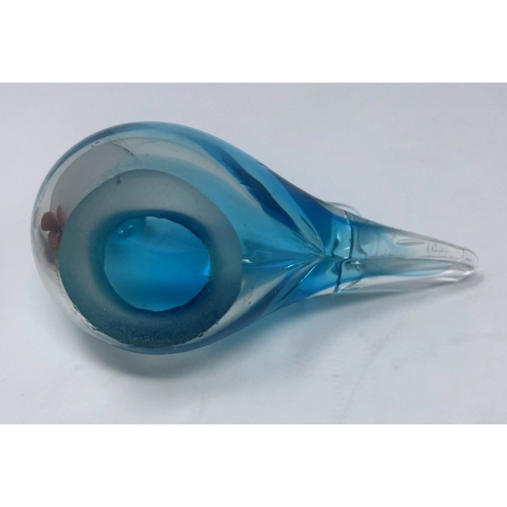 RARE HAND BLOWN GLASS BLUE Sparrow BIRD Of Happiness Style FIGURINE 5" w x 3" h - Picture 6 of 9